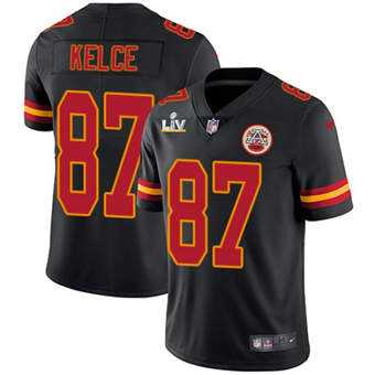 Super Bowl LV 2021 Men Kansas City Chiefs 87 Travis Kelce Black limited Jersey